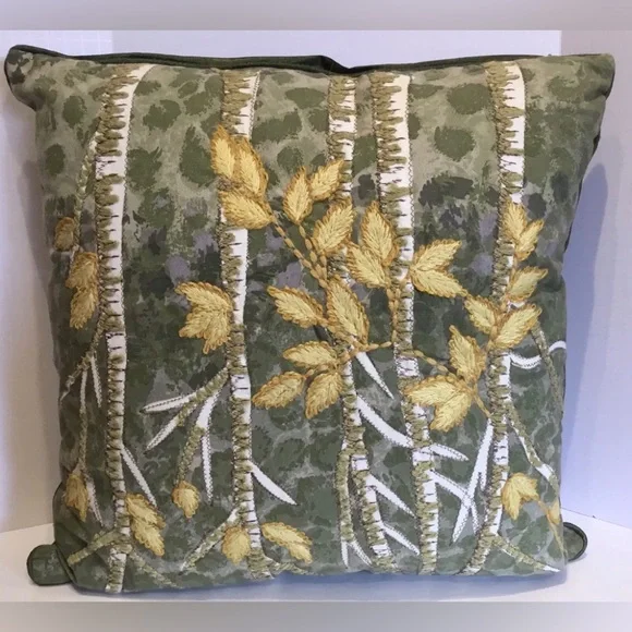 Pier Embroidered Throw Pillow Trees Branches All Seasons